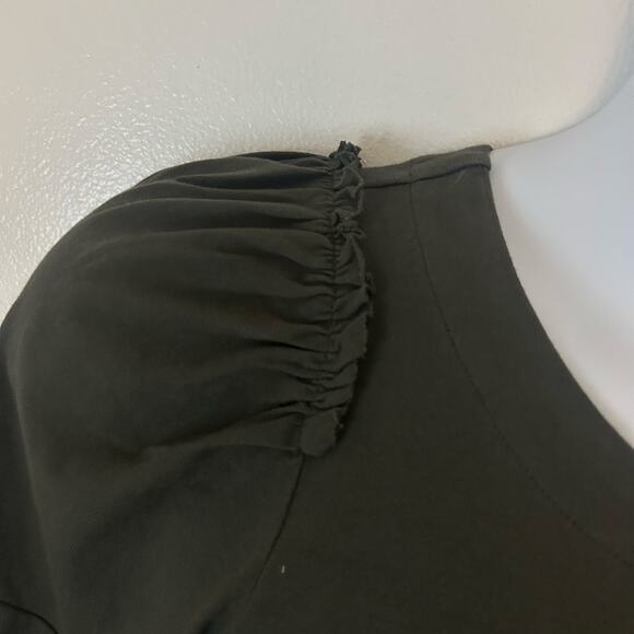 Madewell Women's Crew Neck Puff-Sleeve Relaxed Tee Dark Green XS X-Small New - Picture 4 of 9